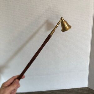 Vtg Brass and Wood Candle Snuffer